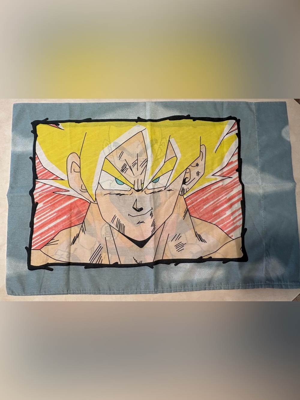Vintage Dragonball Z Anime Art Print Pillowcase – Yellow & Blue